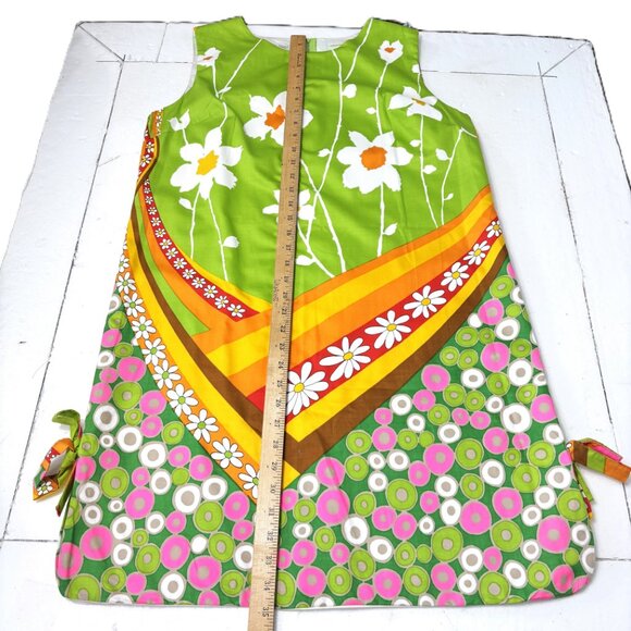 Screen Printed 60's Mod Groovy Flower Power Shift Dress Tunic MCM MOD VTG - Picture 12 of 13
